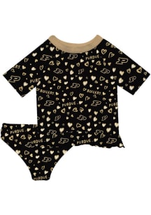 Vive La Fete Purdue Boilermakers Girls Black Rash Guard Short Sleeve Tee