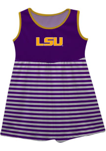 Vive La Fete LSU Tigers Toddler Girls Purple Stripes Short Sleeve Dress