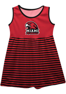 Vive La Fete Miami RedHawks Toddler Girls Red Stripes Short Sleeve Dress