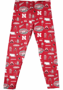 Vive La Fete Nebraska Cornhuskers Girls Red Impressions Bottoms Leggings