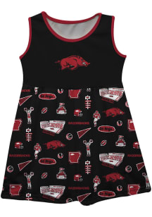 Vive La Fete Arkansas Razorbacks Girls Black Impressions Short Sleeve Dress