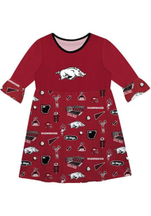 Vive La Fete Arkansas Razorbacks Girls Red Sandie Impressions Short Sleeve Dress
