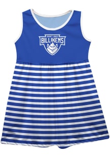Vive La Fete Saint Louis Billikens Toddler Girls Blue Stripes Short Sleeve Dress