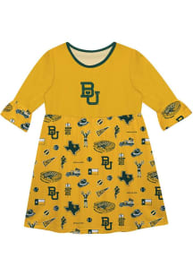 Vive La Fete Baylor Bears Girls Gold Sandie Impressions Short Sleeve Dress