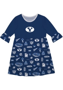 Vive La Fete BYU Cougars Girls Blue Sandie Impressions Short Sleeve Dress