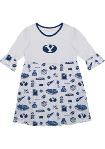 Vive La Fete BYU Cougars Girls White Sandie Impressions Short Sleeve Dress