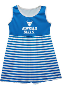 Vive La Fete Buffalo Bulls Toddler Girls Blue Stripes Short Sleeve Dress