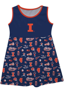 Vive La Fete Illinois Fighting Illini Girls Blue Impressions Short Sleeve Dress