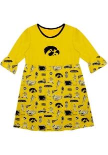 Vive La Fete Iowa Hawkeyes Girls Gold Sandie Impressions Short Sleeve Dress