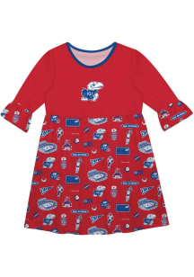Vive La Fete Kansas Jayhawks Girls Red Sandie Impressions Short Sleeve Dress