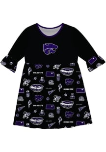 Vive La Fete K-State Wildcats Girls Black Sandie Impressions Short Sleeve Dress