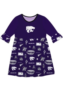 Vive La Fete K-State Wildcats Girls Purple Sandie Impressions Short Sleeve Dress