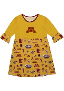Vive La Fete Minnesota Golden Gophers Girls Gold Sandie Impressions Short Sleeve Dress
