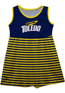 Vive La Fete Toledo Rockets Toddler Girls Navy Blue Stripes Short Sleeve Dress