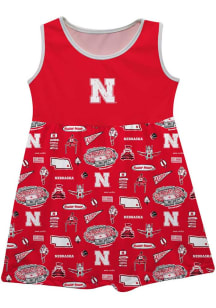 Vive La Fete Nebraska Cornhuskers Girls Red Impressions Short Sleeve Dress