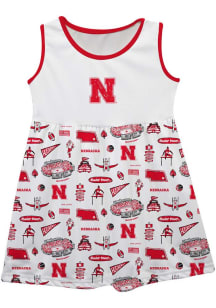 Vive La Fete Nebraska Cornhuskers Girls White Impressions Short Sleeve Dress