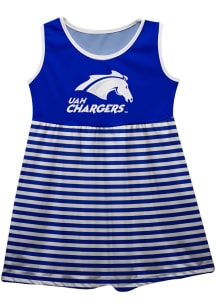 Vive La Fete UAH Chargers Toddler Girls Blue Stripes Short Sleeve Dress