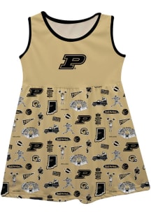 Vive La Fete Purdue Boilermakers Girls Gold Impressions Short Sleeve Dress