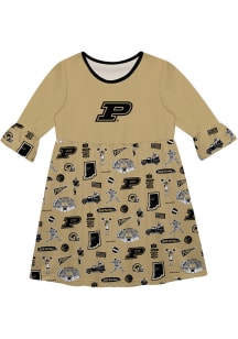 Vive La Fete Purdue Boilermakers Girls Gold Sandie Impressions Short Sleeve Dress