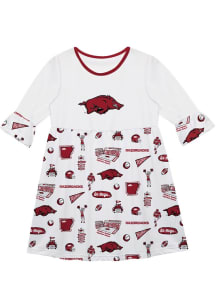 Vive La Fete Arkansas Razorbacks Girls White Impressions Short Sleeve Dress