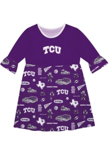 Vive La Fete TCU Horned Frogs Girls Purple Sandie Impressions Short Sleeve Dress