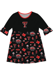 Vive La Fete Texas Tech Red Raiders Girls Black Sandie Impressions Short Sleeve Dress