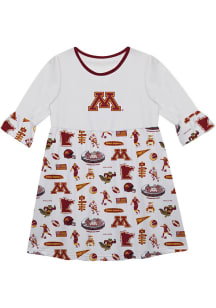 Vive La Fete Minnesota Golden Gophers Girls White Impressions Short Sleeve Dress