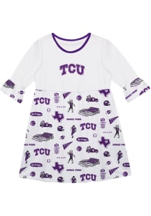 Vive La Fete TCU Horned Frogs Girls White Impressions Short Sleeve Dress