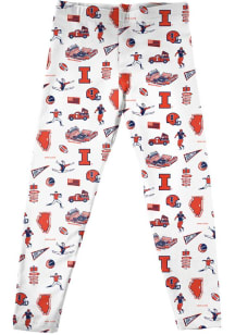 Vive La Fete Illinois Fighting Illini Infant Girls White Impressions Bottoms Leggings