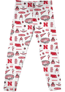 Vive La Fete Nebraska Cornhuskers Infant Girls White Impressions Bottoms Leggings