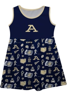 Vive La Fete Akron Zips Baby Girls Blue Impressions Short Sleeve Dress