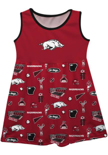 Vive La Fete Arkansas Razorbacks Baby Girls Red Impressions Short Sleeve Dress
