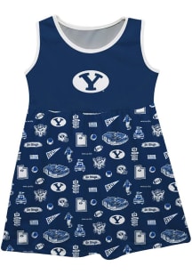 Vive La Fete BYU Cougars Baby Girls Blue Impressions Short Sleeve Dress