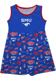 Vive La Fete SMU Mustangs Baby Girls Blue Impressions Short Sleeve Dress
