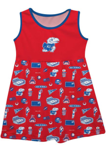 Vive La Fete Kansas Jayhawks Baby Girls Red Impressions Short Sleeve Dress