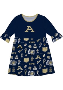 Vive La Fete Akron Zips Toddler Blue Impressions Long Sleeve Dress