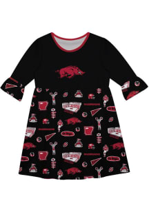 Vive La Fete Arkansas Razorbacks Toddler Black Impressions Long Sleeve Dress