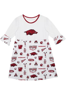 Vive La Fete Arkansas Razorbacks Toddler White Impressions Long Sleeve Dress