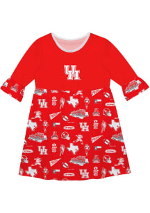 Vive La Fete Houston Cougars Toddler Red Impressions Long Sleeve Dress