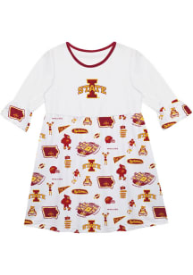 Vive La Fete Iowa State Cyclones Toddler White Impressions Long Sleeve Dress