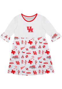 Vive La Fete Houston Cougars Toddler White Impressions Long Sleeve Dress