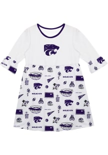 Vive La Fete K-State Wildcats Toddler White Impressions Long Sleeve Dress