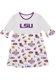 Vive La Fete LSU Tigers Toddler White Impressions Long Sleeve Dress