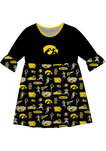 Vive La Fete Iowa Hawkeyes Toddler Black Impressions Long Sleeve Dress