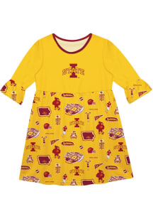 Vive La Fete Iowa State Cyclones Toddler Gold Impressions Long Sleeve Dress