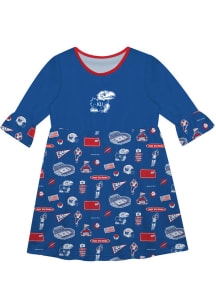 Vive La Fete Kansas Jayhawks Toddler Blue Impressions Long Sleeve Dress