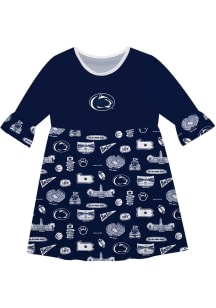 Vive La Fete Penn State Nittany Lions Toddler Blue Impressions Long Sleeve Dress
