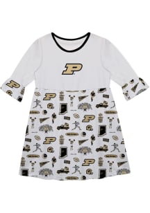 Vive La Fete Purdue Boilermakers Toddler White Impressions Long Sleeve Dress