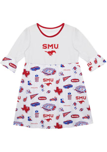 Vive La Fete SMU Mustangs Toddler White Impressions Long Sleeve Dress