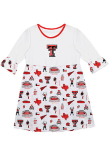 Vive La Fete Texas Tech Red Raiders Toddler White Impressions Long Sleeve Dress